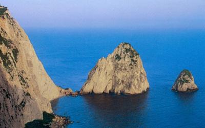 Myzithres islands - These are two conic high white rocks that rise from the green sea water, under the Keri Lighthouse. Here the sea currents make the scenery look wilder. The Inoussa Well the deepest point of the Mediterranean is situated in the southeast coasts.